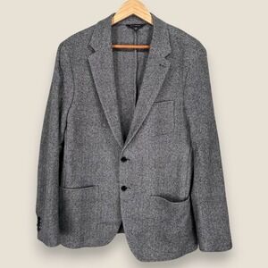 Banana Republic Mario Bellucci Italian Wool Sport Coat Men 44R Slim Herringbone